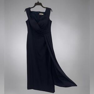 Eliza J Navy Formal Dress Size 14 Elegant Draped Evening Wedding Guest Gown NWT